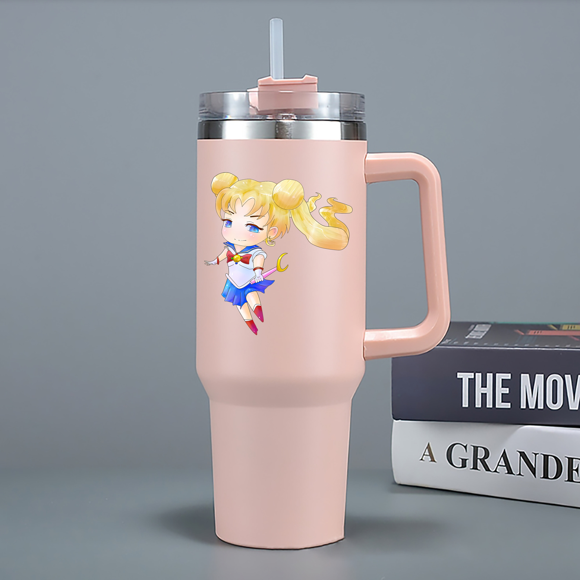 （画像用） 美少女戦士セーラームーン 愛野 美奈子 あいの みなこ Sailor Moon Aino Minako 1200mL車用タンブラー - クリスタルステッカー（プラスチックストロー付き）
